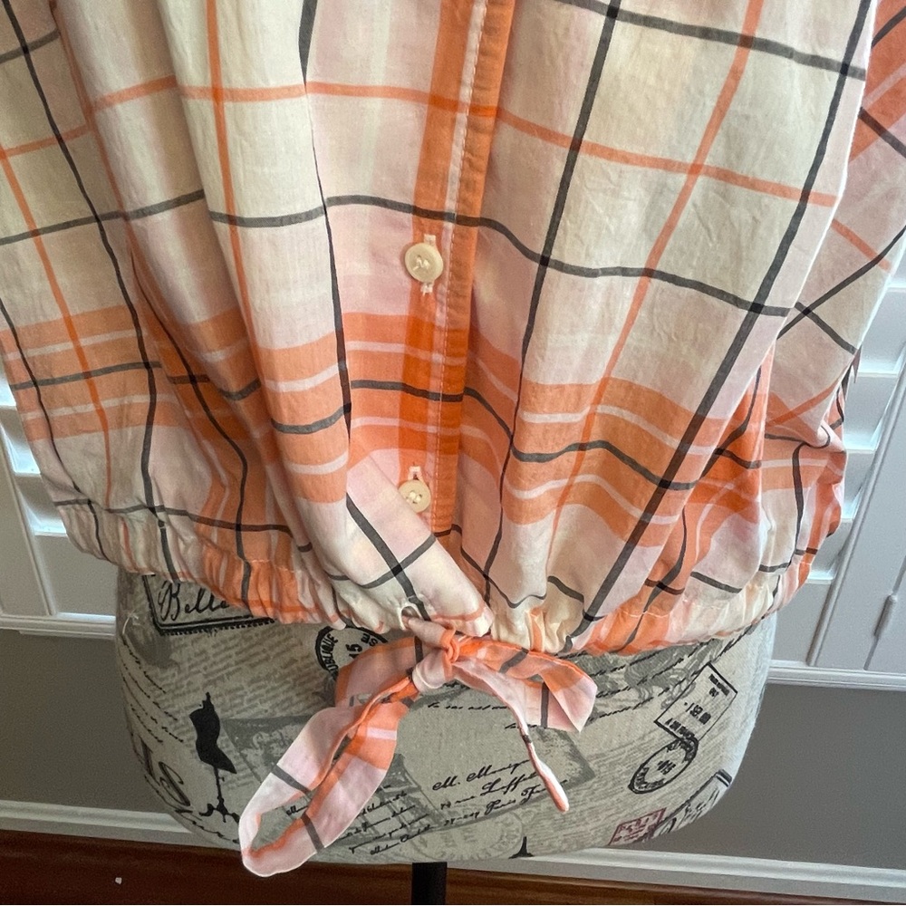 Abound Orange and White Plaid Button-Down Shirt - Picture 2 of 6